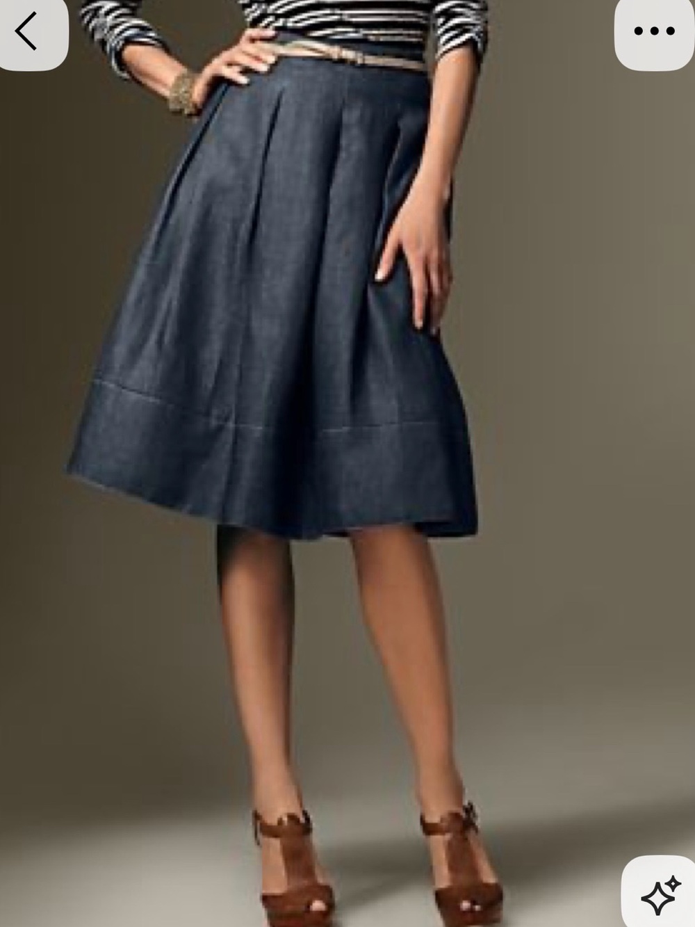 Talbots linen chambray box pleated  A-line skirt size 8 Blue Woman’s Preppy